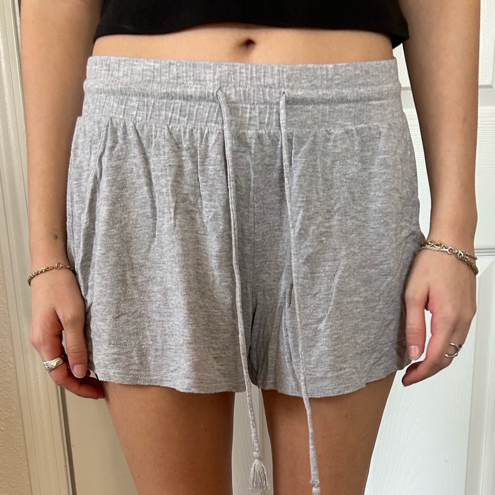 grey flowy lounge shorts with drawstring waist from Target